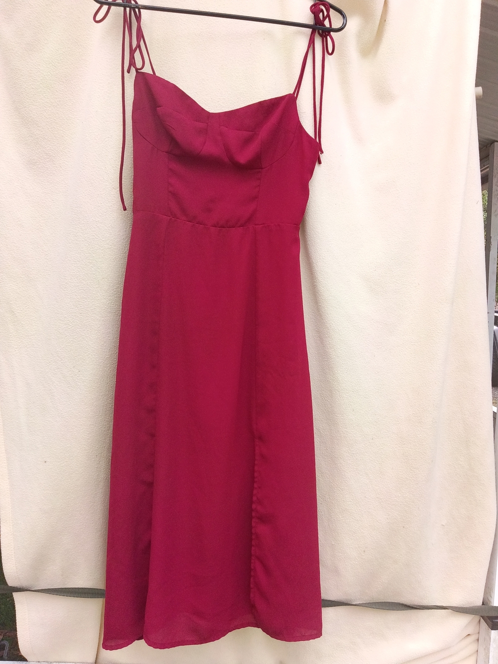 Tie-Shoulder Midi Dress in Raspberry
